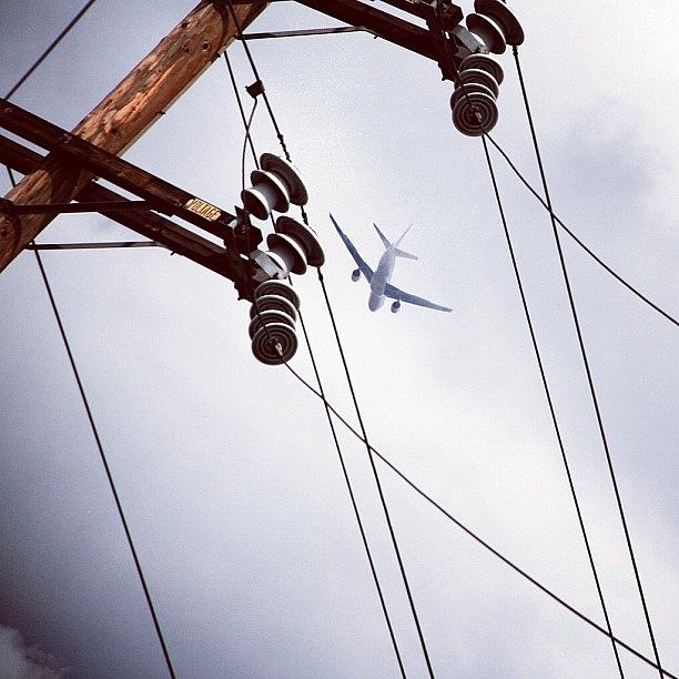 Airplane Photograph - #downtownlosangeles #losangeles by Michael Lynch