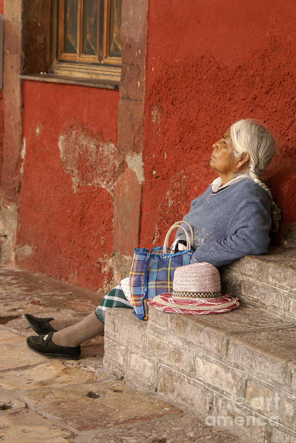 DOZING WOMAN San Miguel de Allende Mexcio Photograph by John  Mitchell