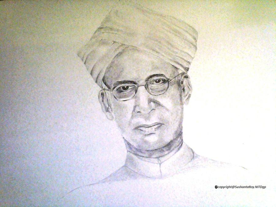 Dr. Sarvapally Radhakrishnan Sir Drawing by Sushanta Roy