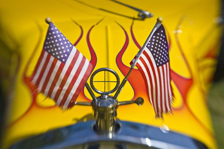 Drag Racer Detail With American Flag Photograph by Diane D Miller