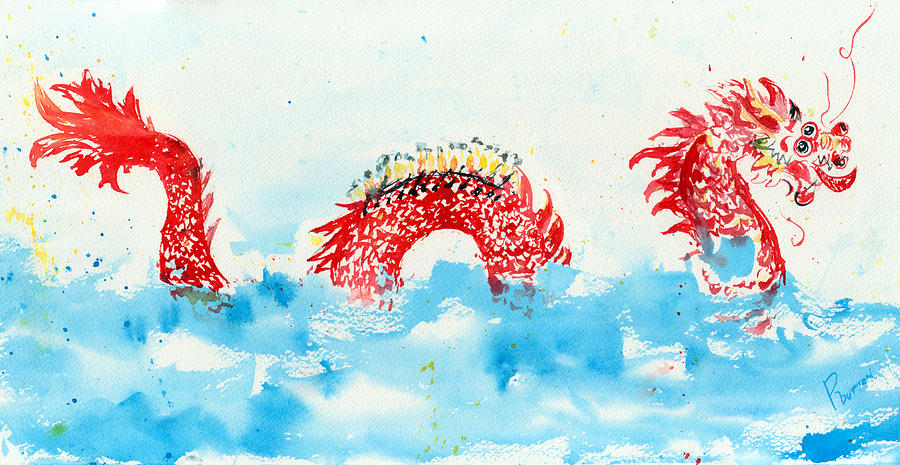 Dragon Painting - Dragon Boat by Rachel Dutton