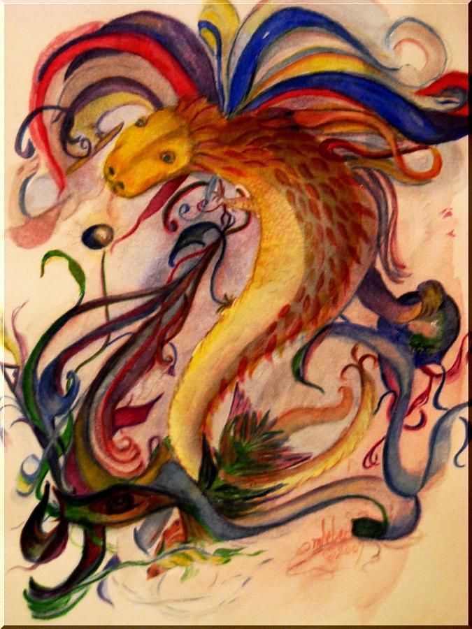 Dragon Digital Art - Dragon Chasing Pearl 2 by Marian Hebert
