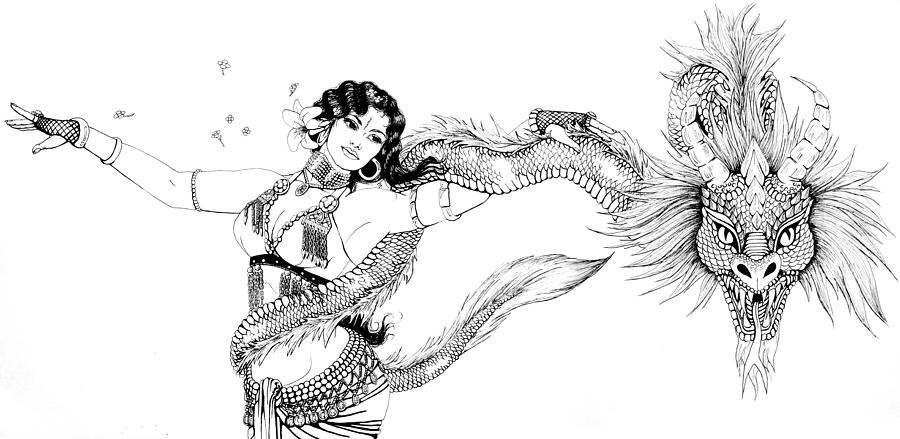 Dragon Dancer Drawing by Scarlett Royale