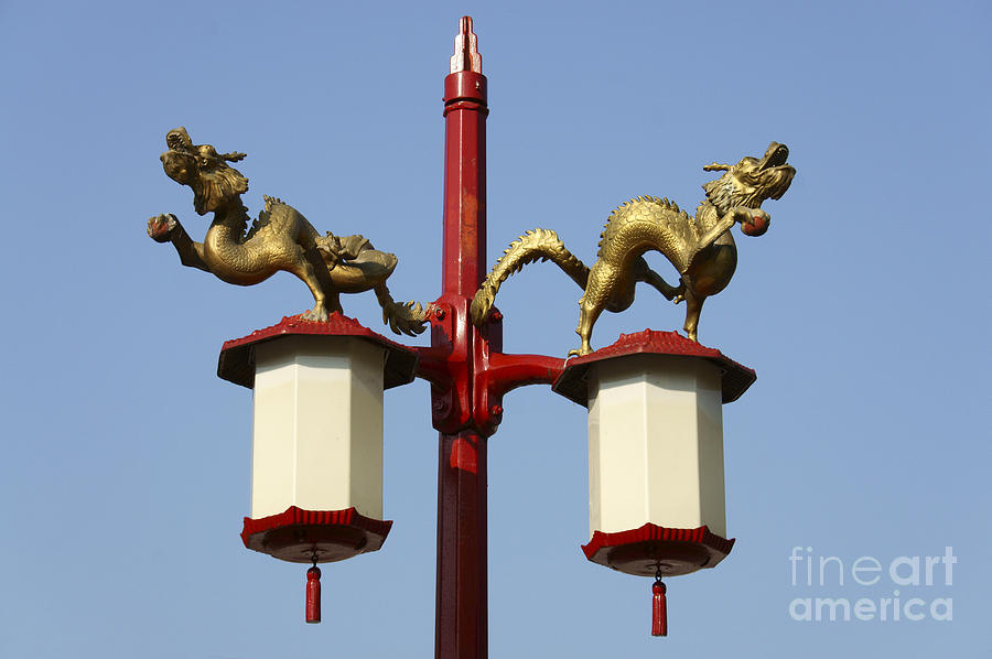 DRAGON LAMPPOST Vancouver Chinatown Photograph by John  Mitchell