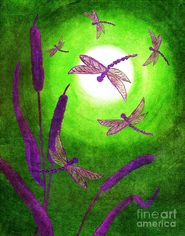 Dragonflies in Violet Digital Art by Laura Iverson