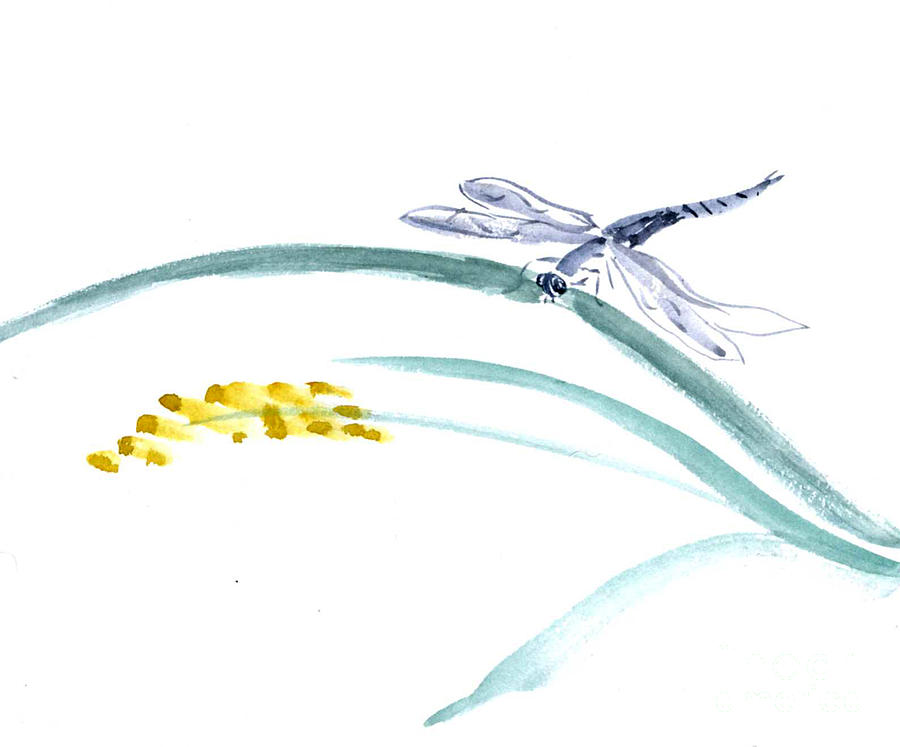 Dragonfly Landing Painting by Ellen Miffitt