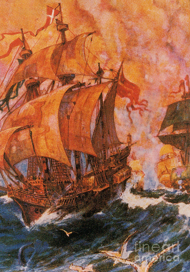 Drakes Ship Battles The Spanish Armada Photograph by Photo Researchers