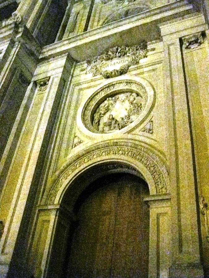 Dramatic Basilica Doorway Exterior Architecture at Night Granada Spain Photograph by John Shiron