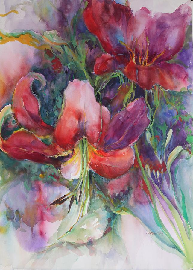 Dramatic Lilies Painting by Elizabeth Taft - Fine Art America