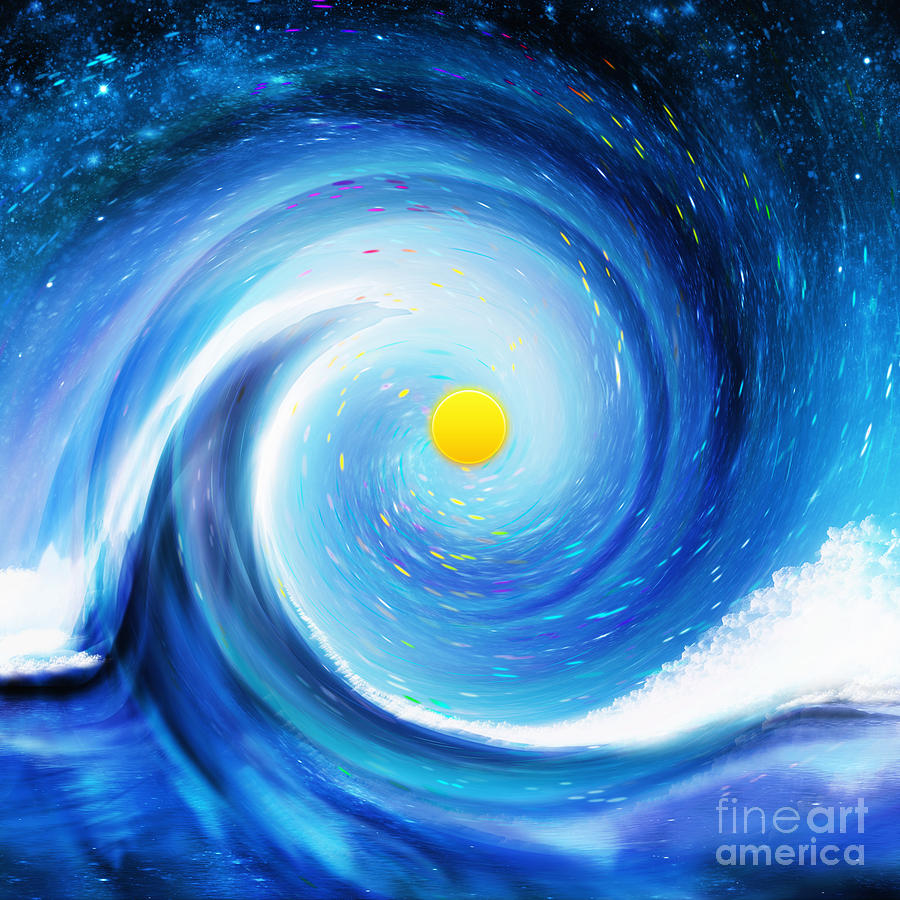 Dramatic Wave In The Space  Painting by Setsiri Silapasuwanchai