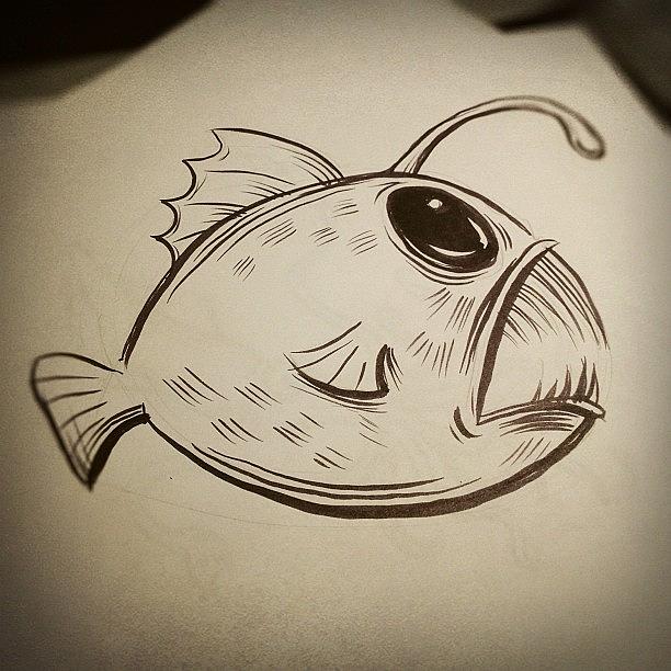 Fish Photograph - #drawing Of #deepseaangler by Jeff Reinhardt