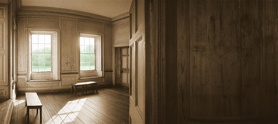 Black And White Photograph - Drayton Hall Foyer Hand-colored by Jan W Faul
