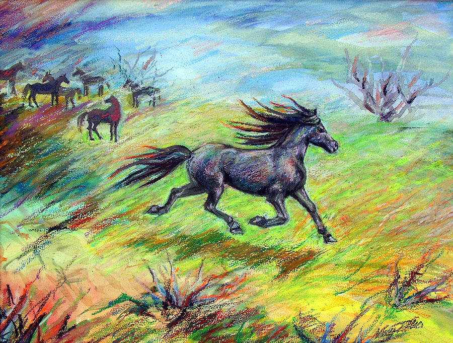 Dream Horse in Flight Painting by Nancy Tilles