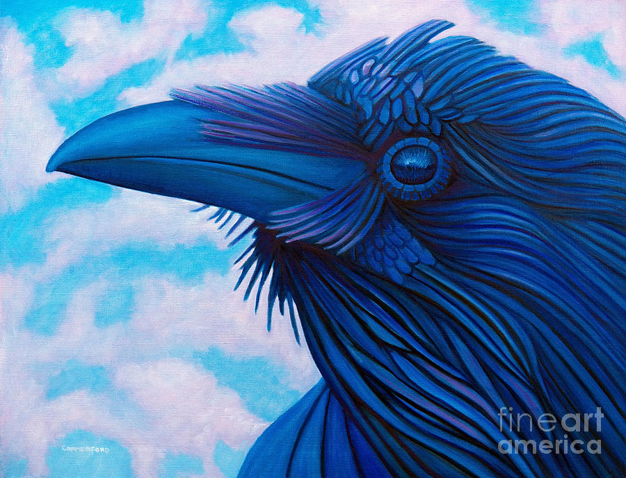 Raven Painting - Dreaming in High Definition by Brian  Commerford