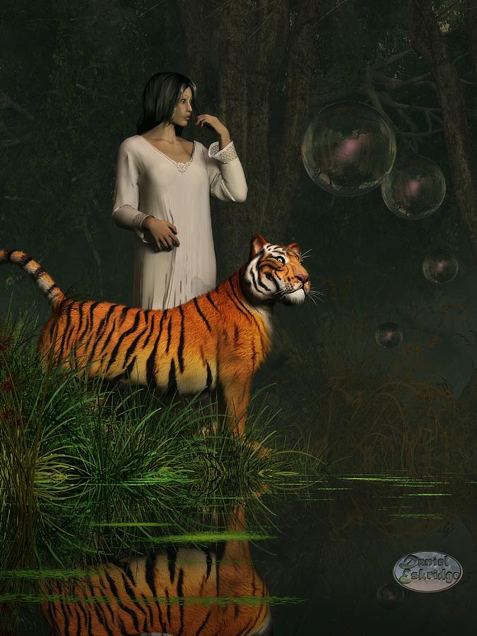 Surrealism Digital Art - Dreams of Tigers and Bubbles by Daniel Eskridge