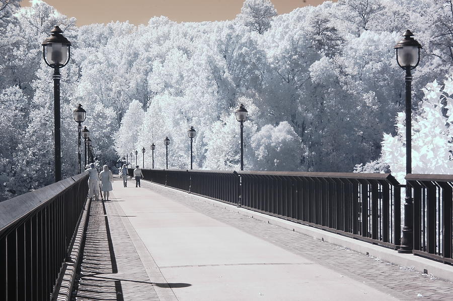 Dreamy Surreal Infrared Bridge Walkway Scene Photograph by Kathy Fornal