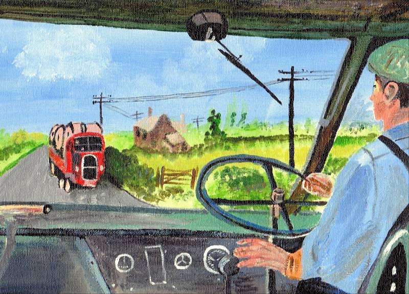 Driving   yesteryear Painting by Audrey Pollitt