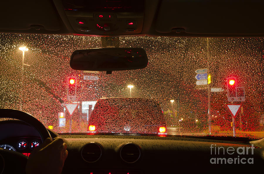 Car Photograph - Driving a car at night by Mats Silvan