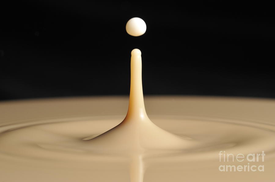 Drop of milk splashing into coffee Photograph by Sami Sarkis