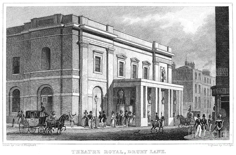 Drury Lane Theatre, 1828 Drawing by Granger