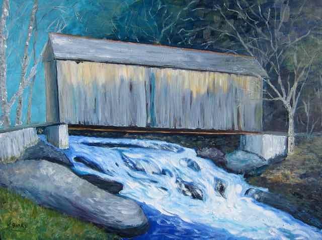 Dry Brook Covered Bridge Painting by Kathryn Barry