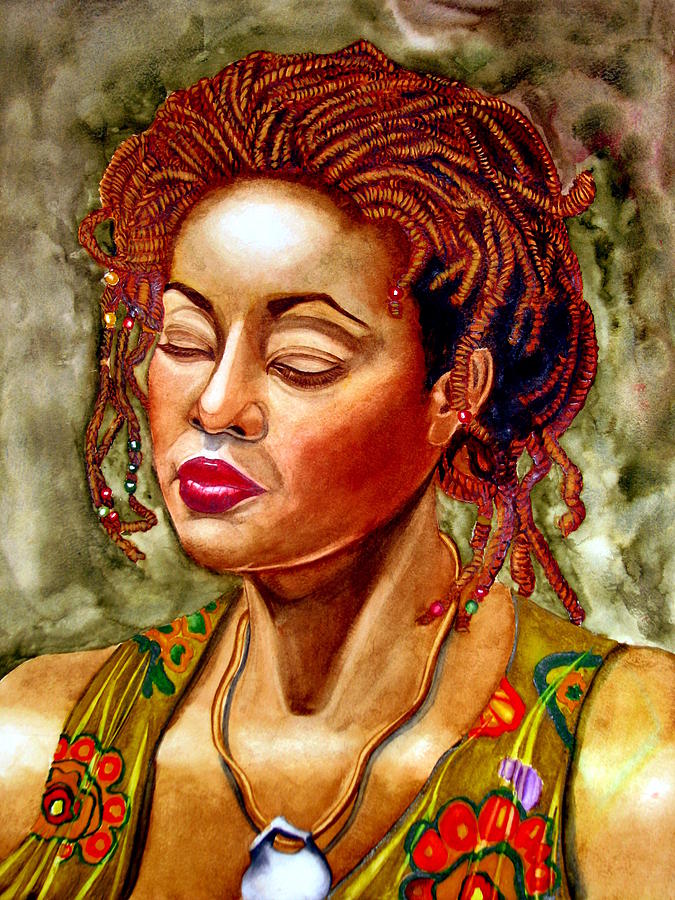 African American Woman Painting - Du Miel  Honey  by Emmanuel Turner