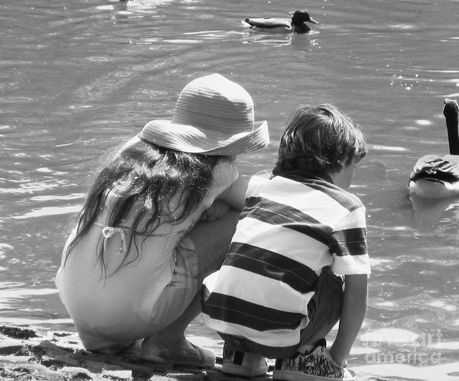 Duck Pond Siblings Photograph by Ann Johndro-Collins