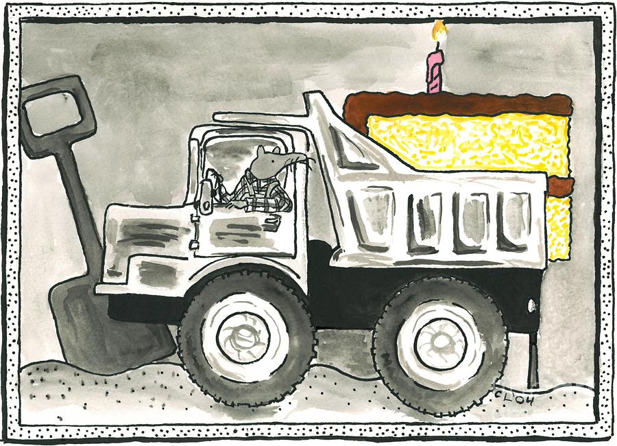 Mouse Painting - Dump Truck Birthday by Heart-Led Woman