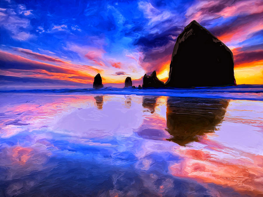 Dusk At Cannon Beach Painting by Dominic Piperata