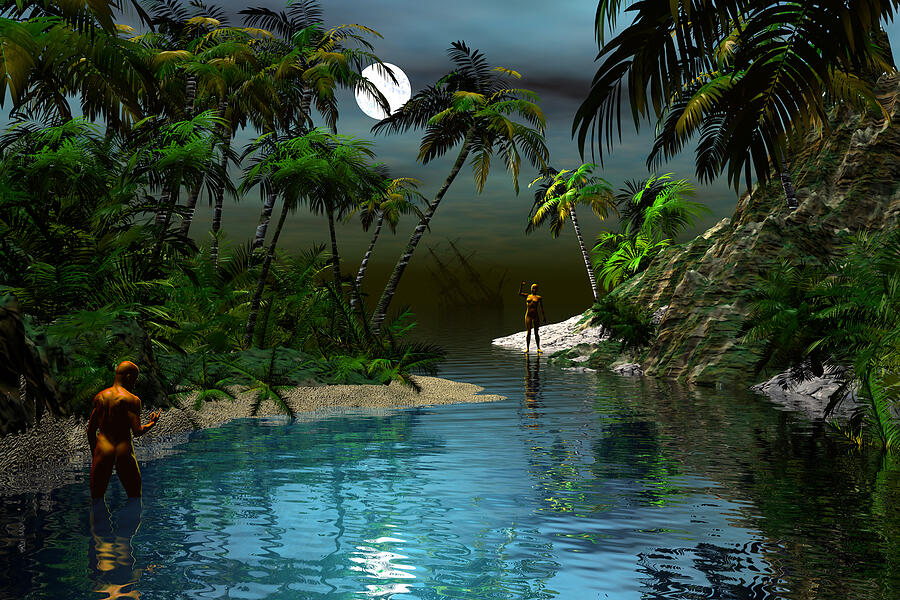 Dusk at the blue lagoon Digital Art by Claude McCoy