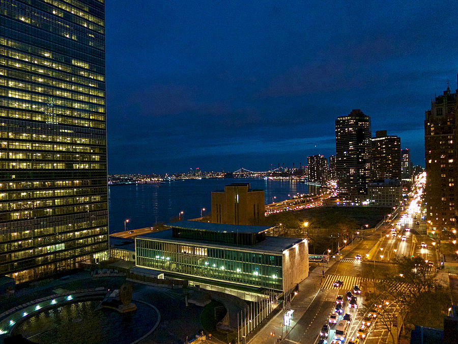 Dusk at the United Nations Photograph by Cornelis Verwaal