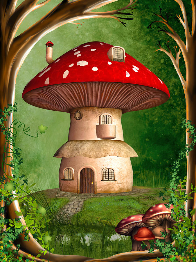 Mushroom Digital Art - Dwarf Land by Simone Gatterwe