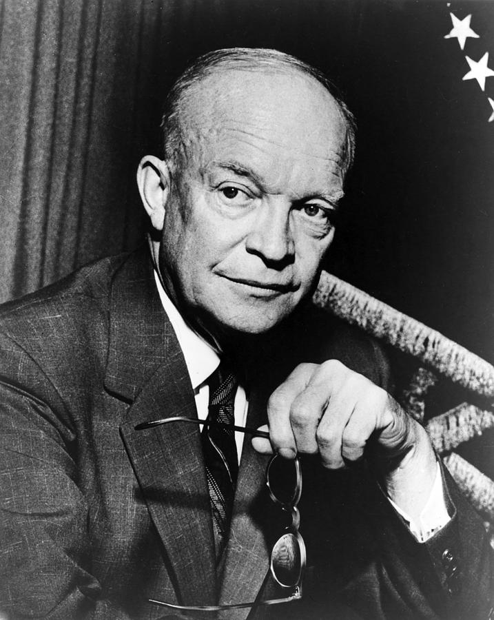 Vintage Photograph - Dwight D Eisenhower - President of the United States of America by International  Images