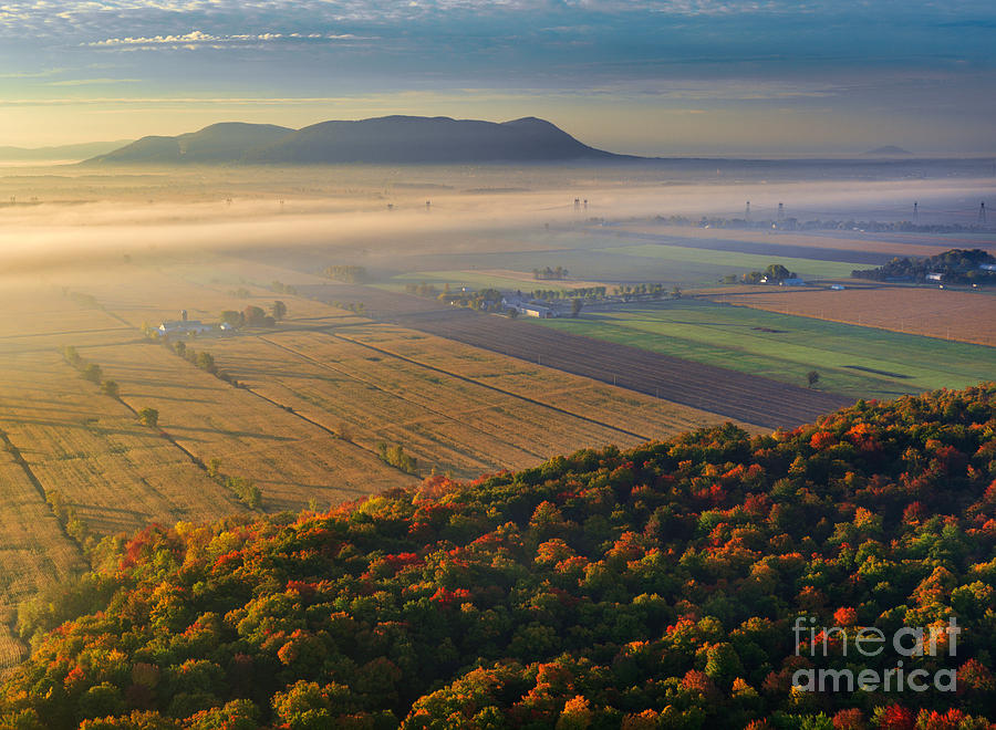 Early Autumn Morning Fog on The Richelieu River Valley Quebec Ca Photograph by Laurent Lucuix
