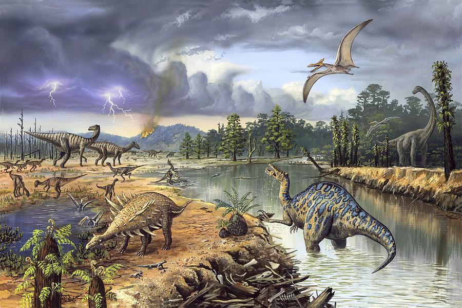 Early Cretaceous Life, Artwork Photograph by Richard Bizley