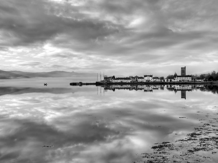 Black And White Photograph - Early morning at Inverary black and white version by Gary Eason
