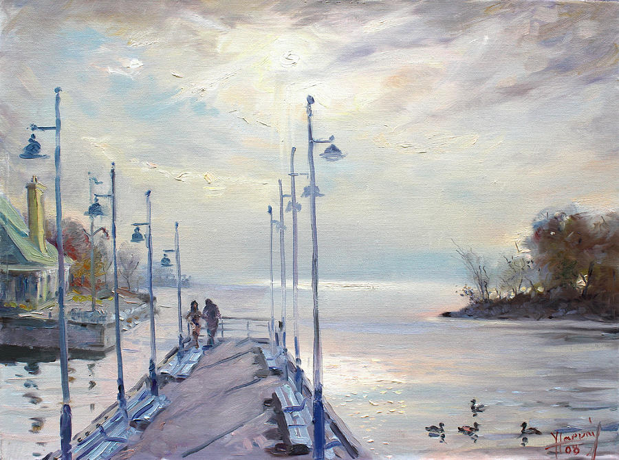 Landscape Painting - Early Morning in Lake Shore by Ylli Haruni