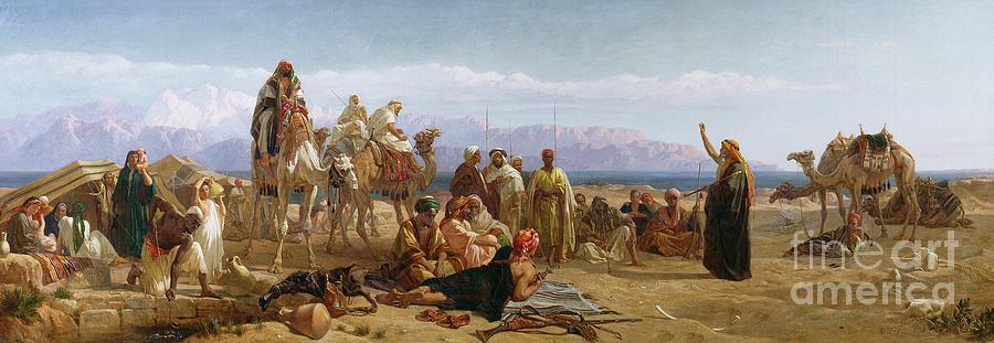 Camel Painting - Early Morning in the Wilderness of Shur by Frederick Goodall
