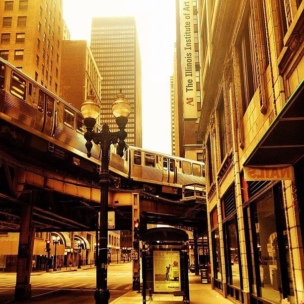 Chicago Photograph - Early Morning l Train #train by David Sabat