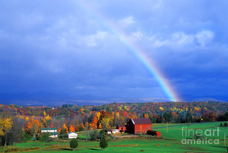 Landscape Photograph - Early Morning Rainbow by Larry Landolfi and Photo Researchers