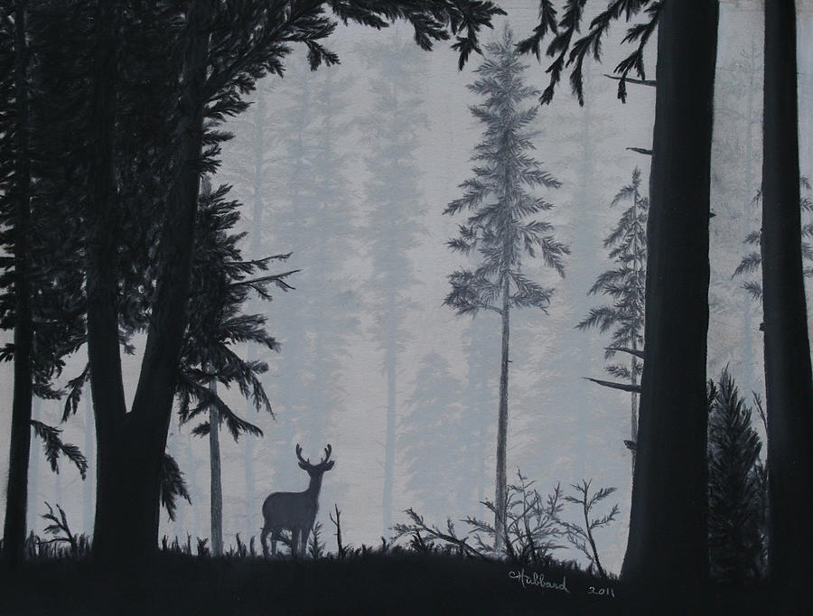 Deer Painting - Early morning stroll by Charles Hubbard