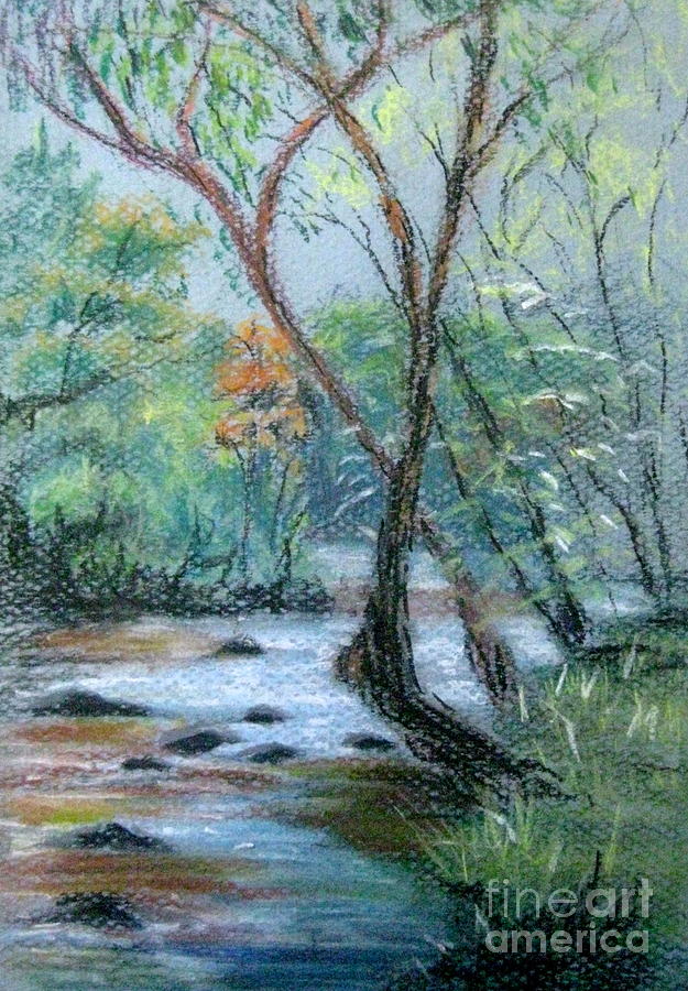 Early Spring Creek Bed Pastel by Gretchen Allen