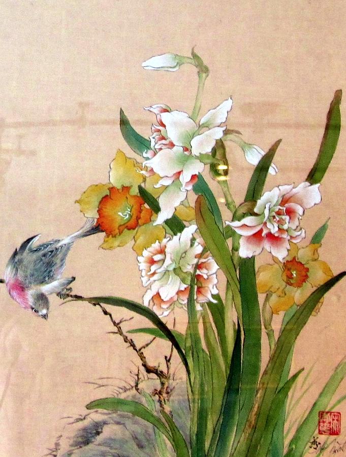 Early Spring Flowers Painting by Hsiu Norcott