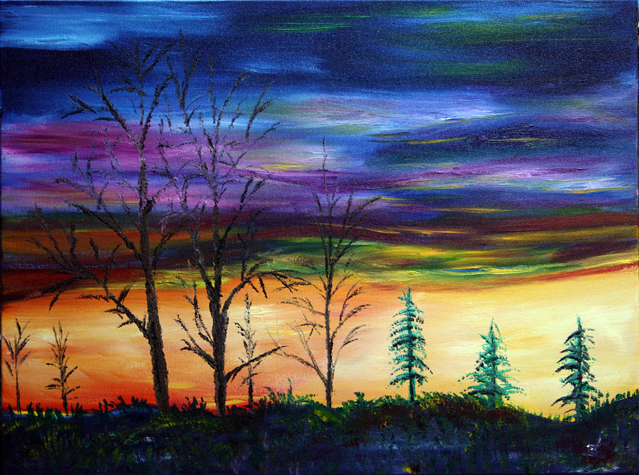 Sunset Painting - Early Winter Sunset by James Bryron Love