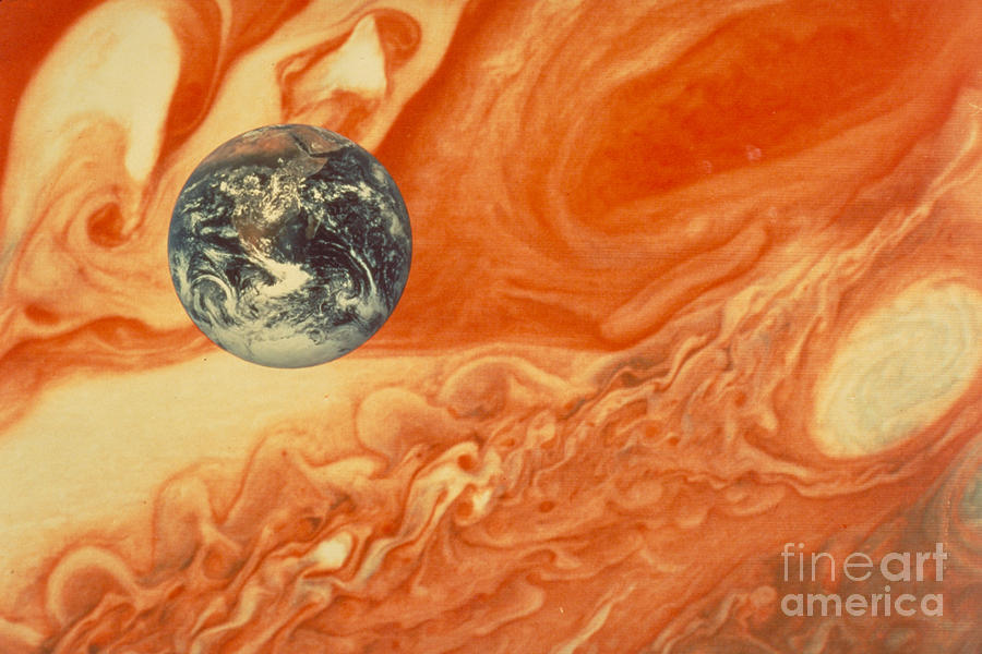 Earth And Jupiter Photograph by Nasa