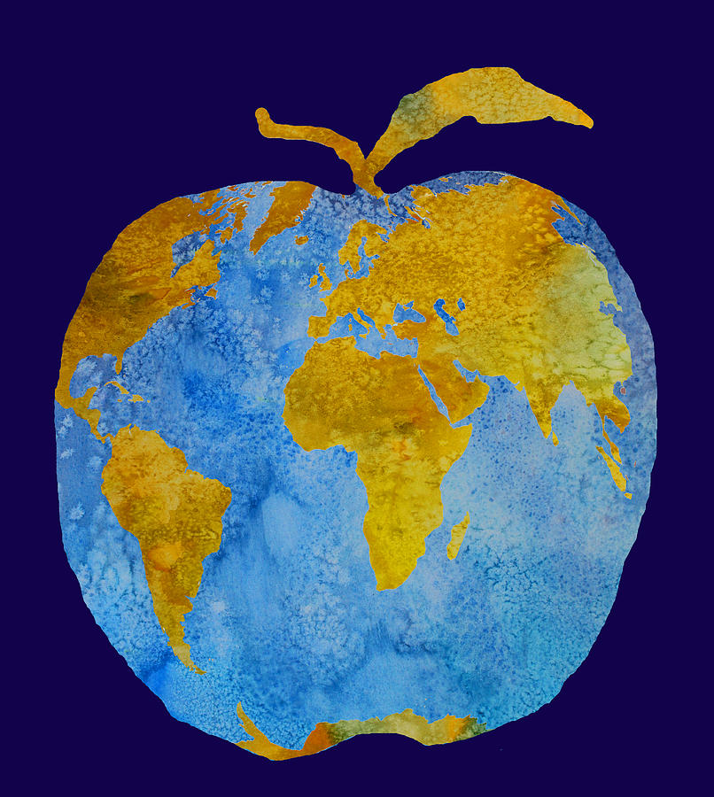 Apple Digital Art - Earth Apple by Jenny Armitage