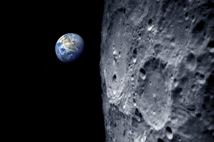 Earth From Lunar Orbit, Artwork Photograph by Detlev Van Ravenswaay