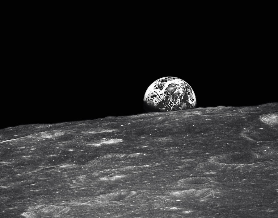 Space Photograph - Earth From The Moon by Nasa