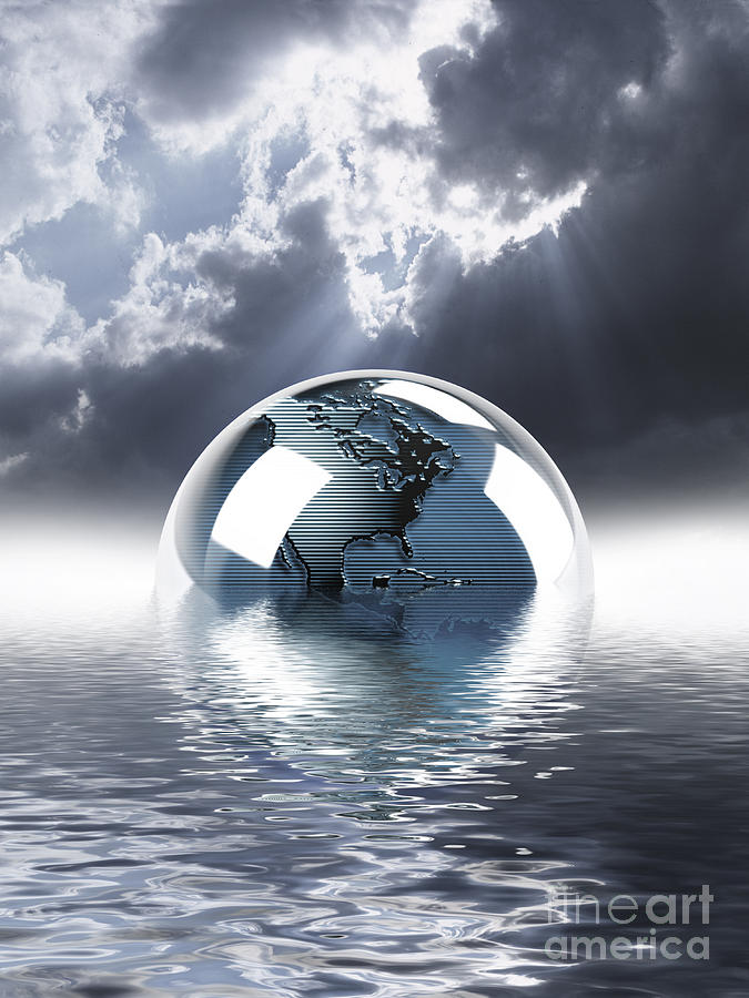 Concept Digital Art - Earth Globe Reflection by Mike Agliolo and Photo Researchers