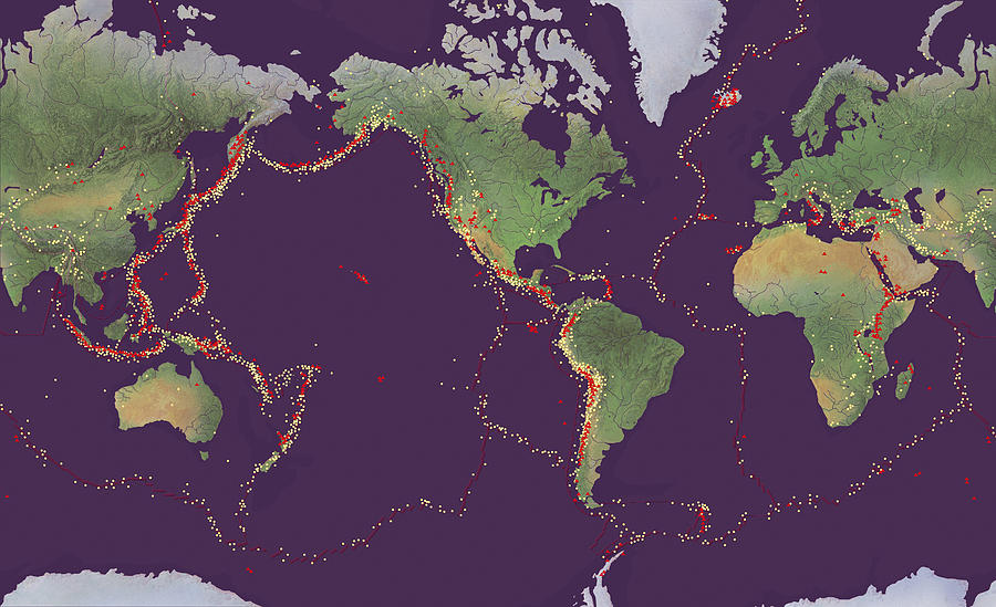 Earth's Volcanoes And Earthquakes Photograph by Gary Hincks